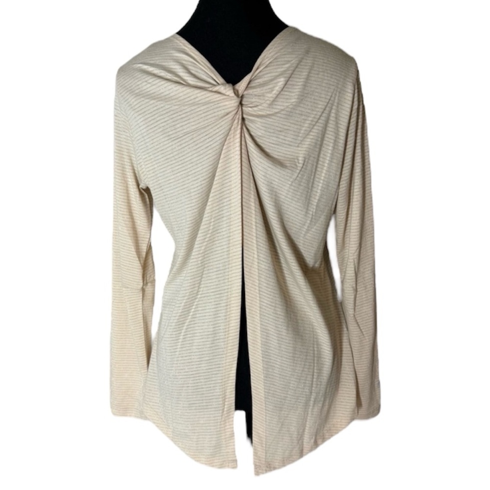 VERVE LEVELWEAR New Hannah Back Pleat Knot Sand Peach Metallic Stripes Medium